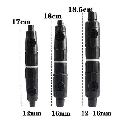 12mm/16mm Double Tap Quick Release Aquarium Valve — No-Leak Water Flow Control & Filter Connector