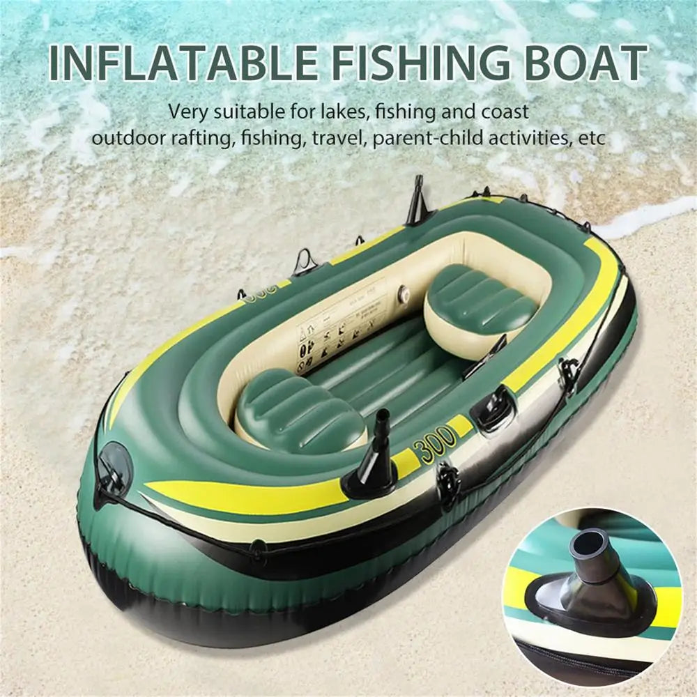 2/3 Person Heavy-Duty Inflatable Boat – Fishing Air Kayak Canoe for Drifting & Rafting (No Oars & Foot Pump)