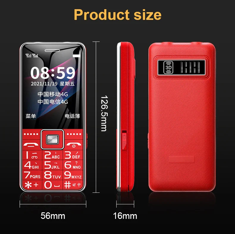 GSM 2G G600 BAR Phone – Dual SIM, 6800mAh Battery, SOS Button, 2.4" Screen, MP3 Recorder Mobile Cellphone for Seniors