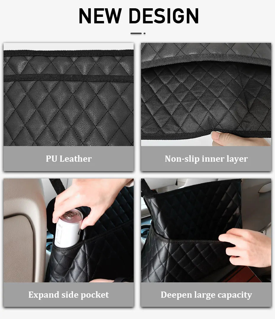 SEAMETAL PU Leather Car Handbag Holder - Seat Back Hanging Storage Organizer for Auto Interior