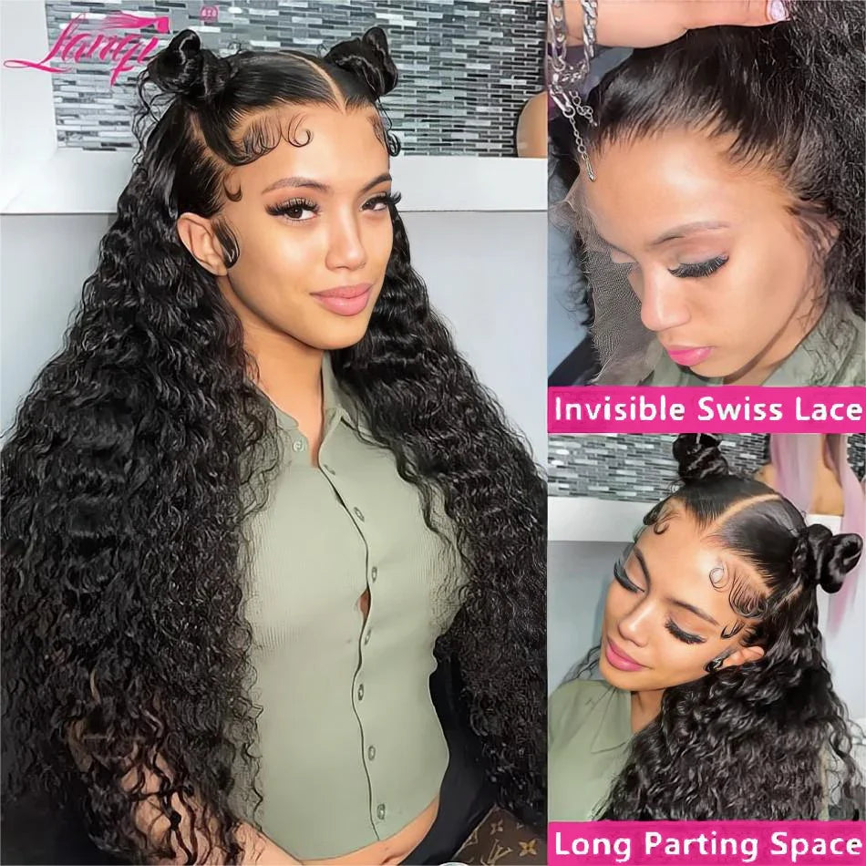 250% Curly Human Hair Lace Front Wig – Deep Wave Brazilian Remy 13x4 Water Wave Lace Frontal Wig