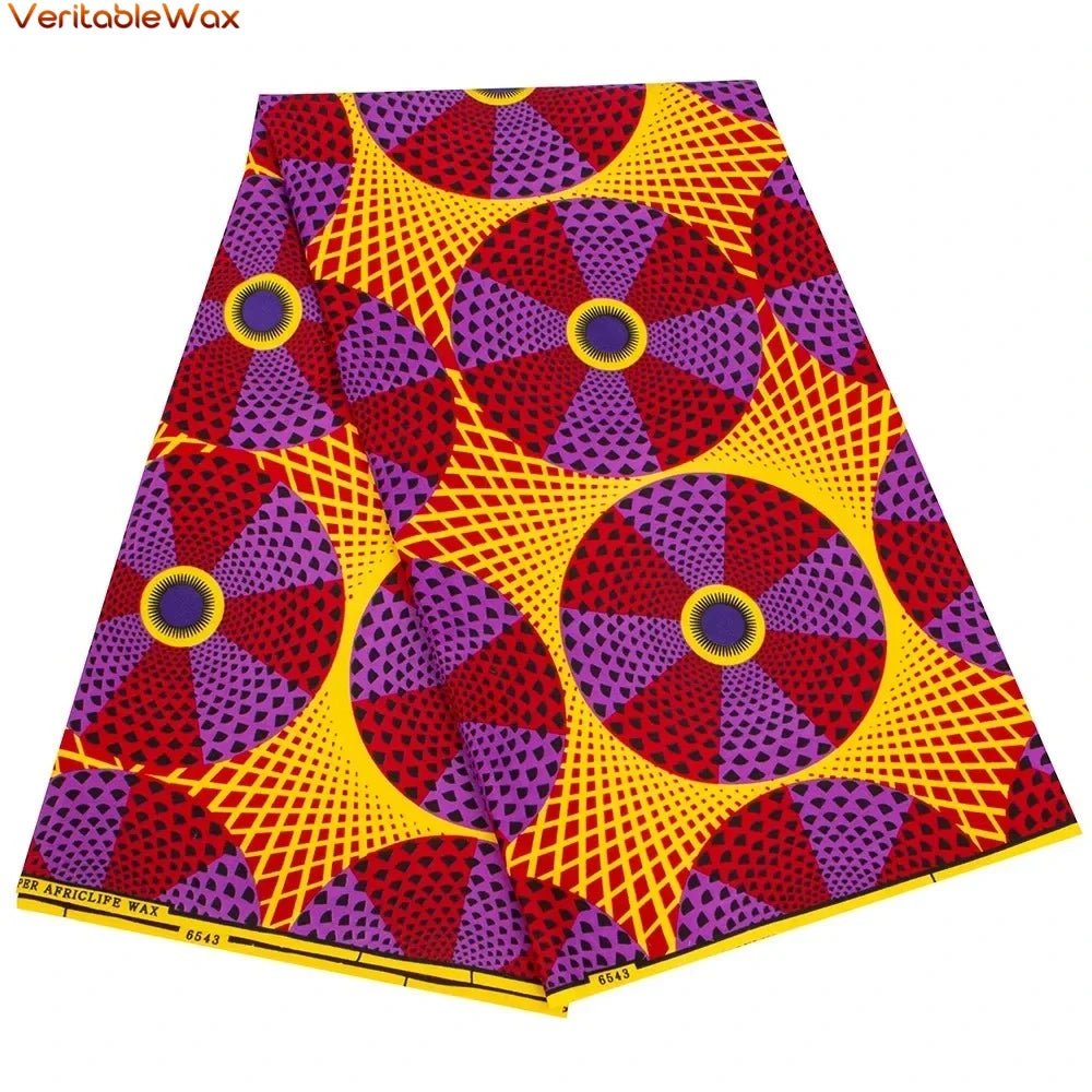African Ankara Double Print Batik Fabric - Real Wax Patchwork Textile for DIY Sewing, Wedding Dresses & Crafts