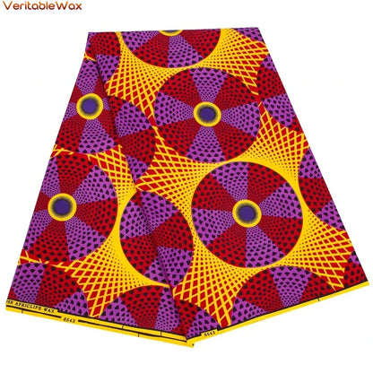 African Ankara Double Print Batik Fabric - Real Wax Patchwork Textile for DIY Sewing, Wedding Dresses & Crafts