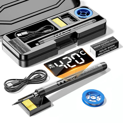 USB Type-C Mini Soldering Iron Set – 5V 8W Electric Soldering Tool with Digital Display & Adjustable Temperature