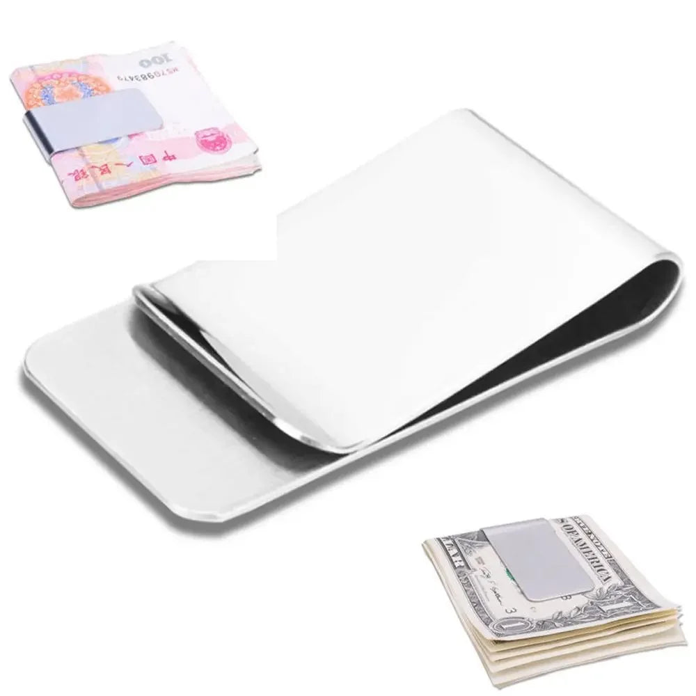 Metal Clip Slim Pocket Wallet - Stainless Steel Credit Card and Money Clip for Men, High-Quality Cash Clamp