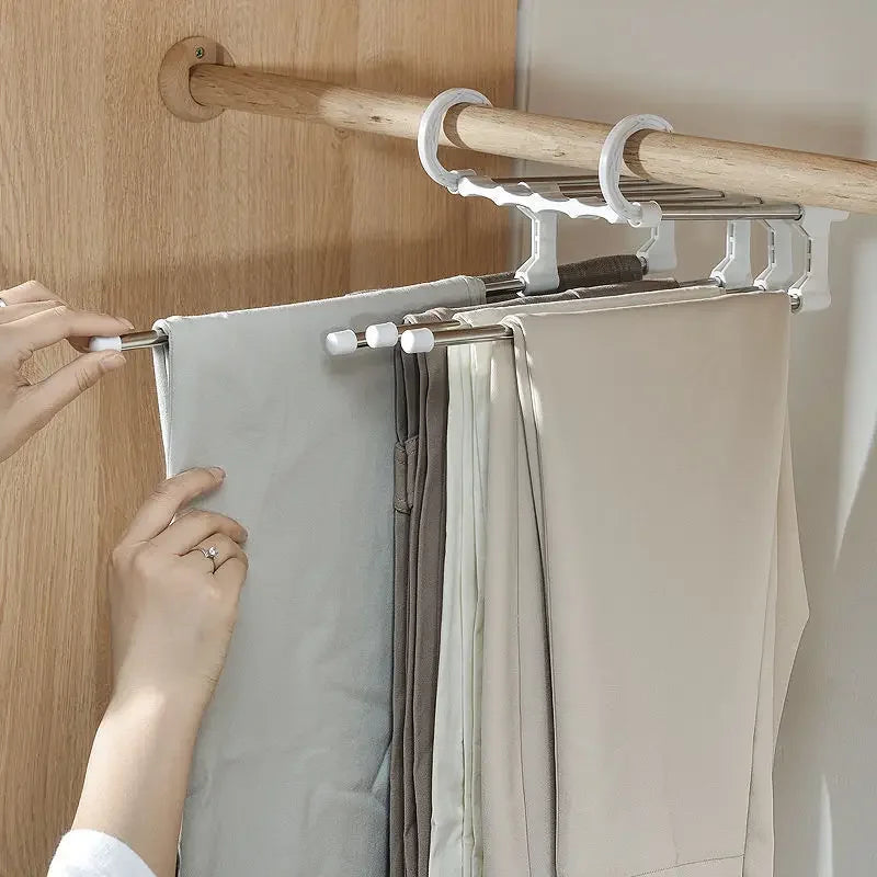 Telescopic Folding Multi-Layer Pants Rack – Magic Pants Hanger for Household Wardrobe Storage