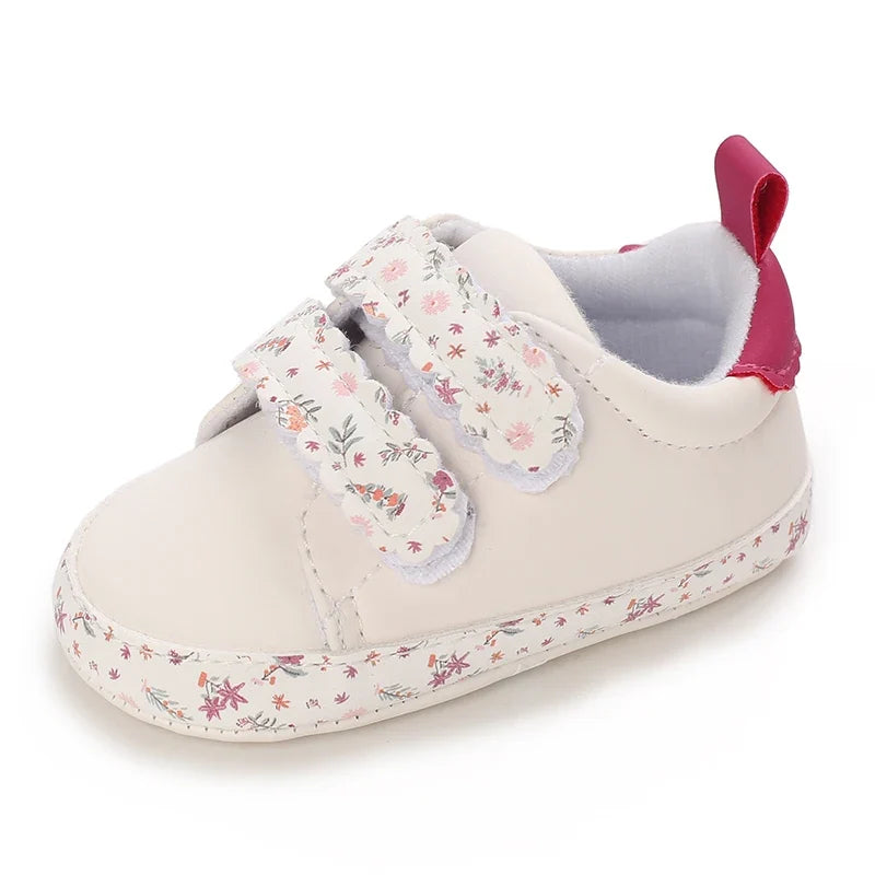 Baby Girl Pre-Walker Shoes - Floral Embroidery Bow Princess Sneakers, Soft Sole Casual Footwear 0–18M