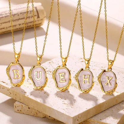 Y2K Stainless Steel Drip Oil Alphabet Necklace – A-Z Initials Pendant for Women & Men, Aesthetic Jewelry Gift