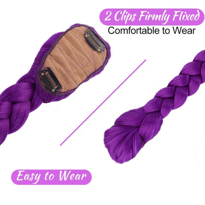 26-Inch Synthetic Braided Purple Ponytail – Kids Costume Hairstyle with Clips, Perfect for Halloween & Christmas for Girls
