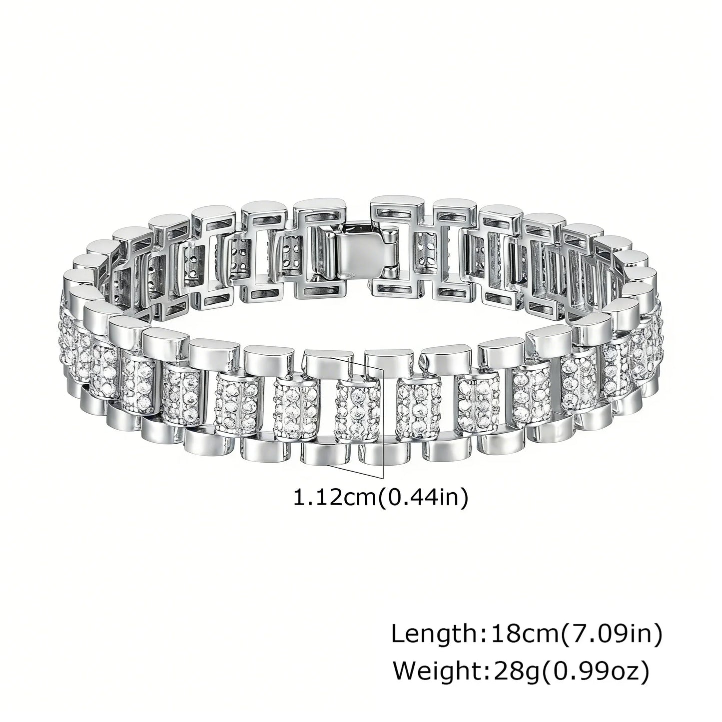 14K Gold Plated Paperclip Chain Bracelet with Cubic Zirconia Chunky Adjustable Link Jewelry for Women