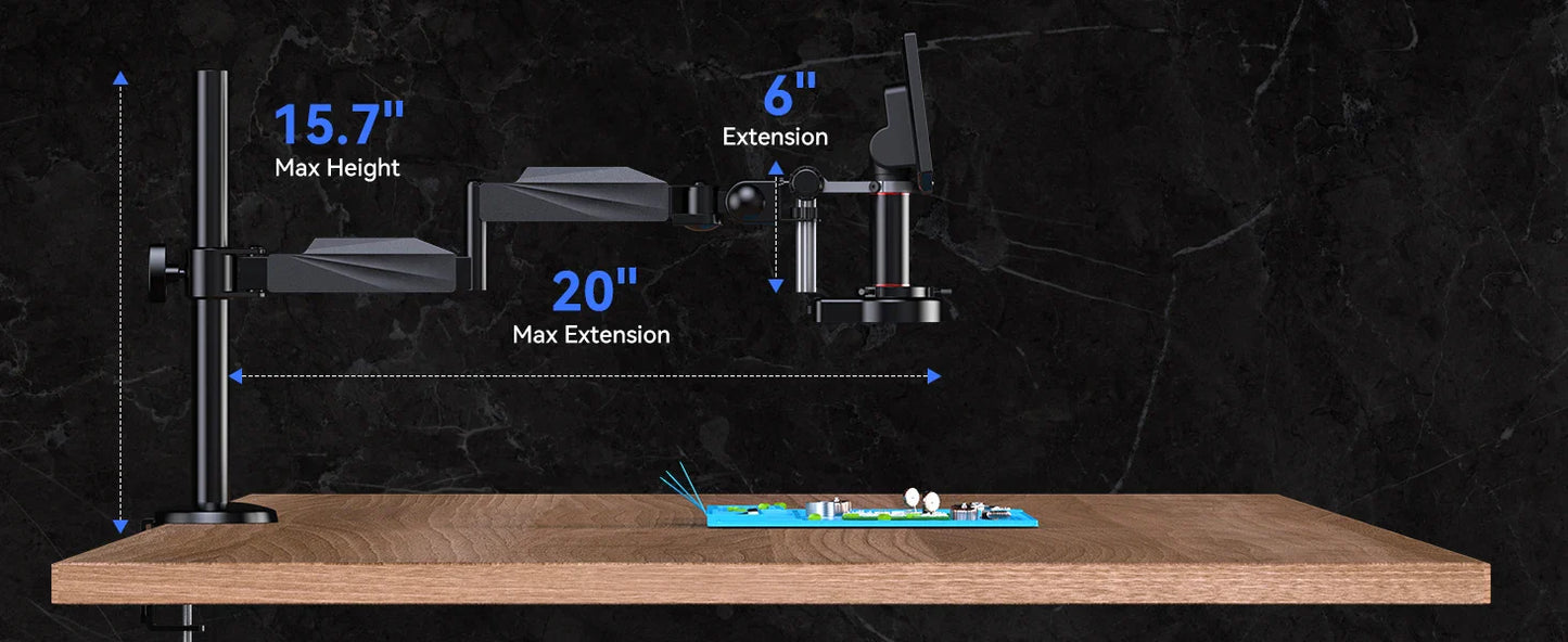 TOMLOV TM4K-AF 4K Digital Microscope – 2000X Autofocus HDMI Microscope with 8" Display & Flex Arm for Electronics & Phone Repair