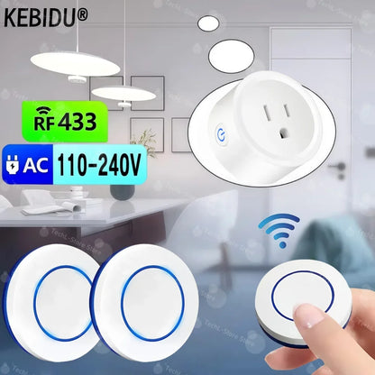 433MHz Wireless Remote Control Power Outlet Plug 15A 3000W – US Standard RF Socket for Lights, Fans & Home Appliances