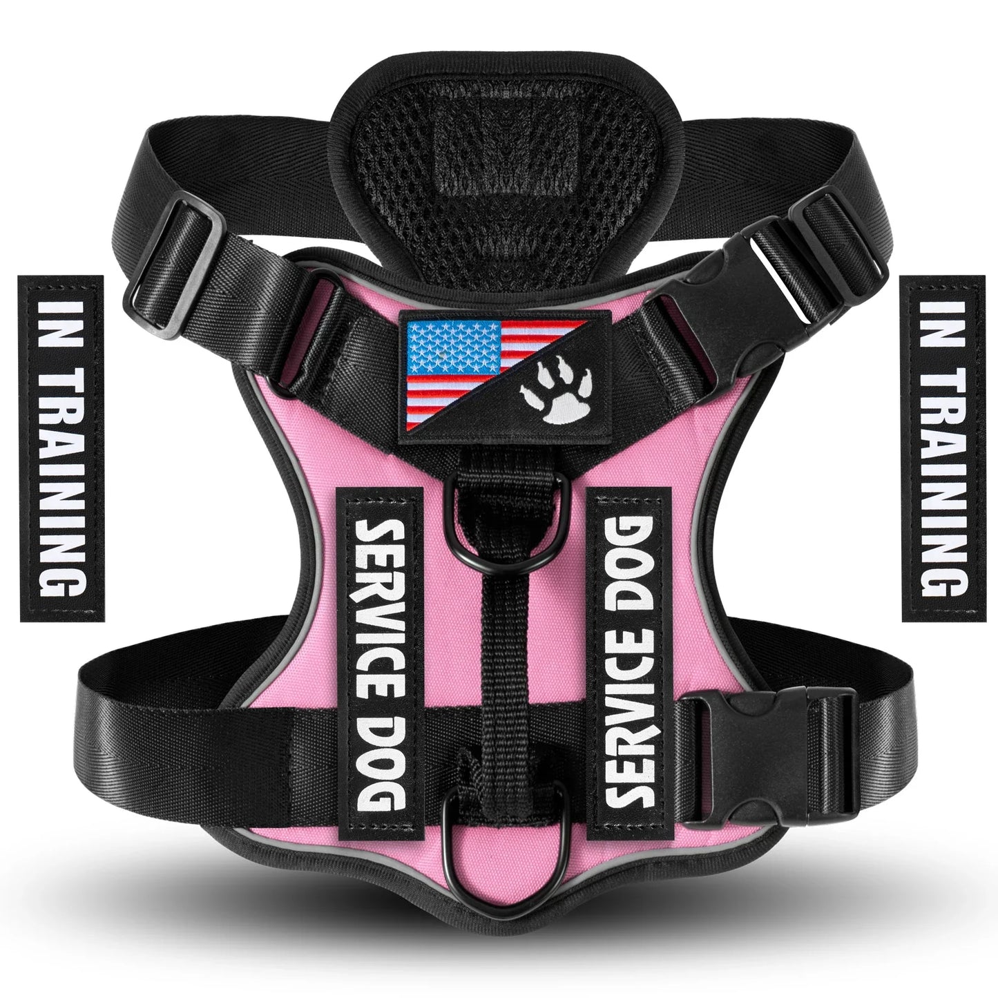 Reflective Service Dog Harness Vest with 5 Patches – Adjustable Soft Oxford Mesh Pet Harness