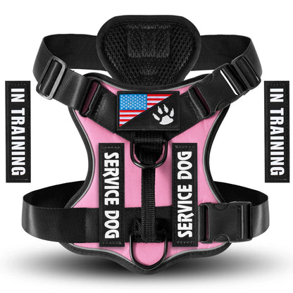 Reflective Service Dog Harness Vest with 5 Patches – Adjustable Soft Oxford Mesh Pet Harness