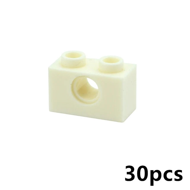 Technical Building Block Long Beam with Holes – Thick MOC Studded Bricks Compatible with 3703, 32018, 3895, 2730, 3894, 3701, 3700