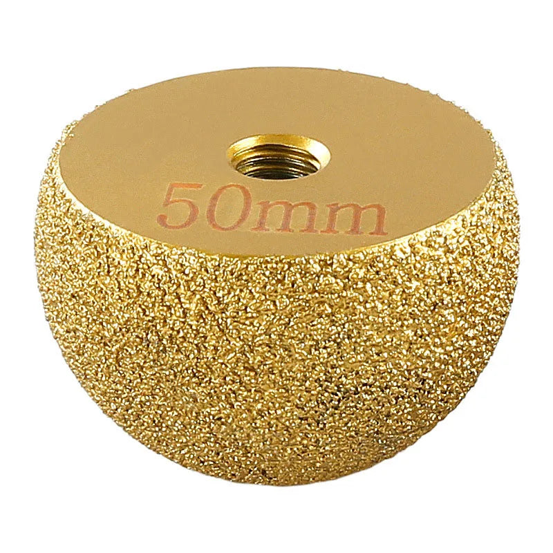 Diamond Brazed Round Grinding Head: Abrasive Tool for Internal Arc Grinding of Stones - Engraving Tool with Mushroom Head Design