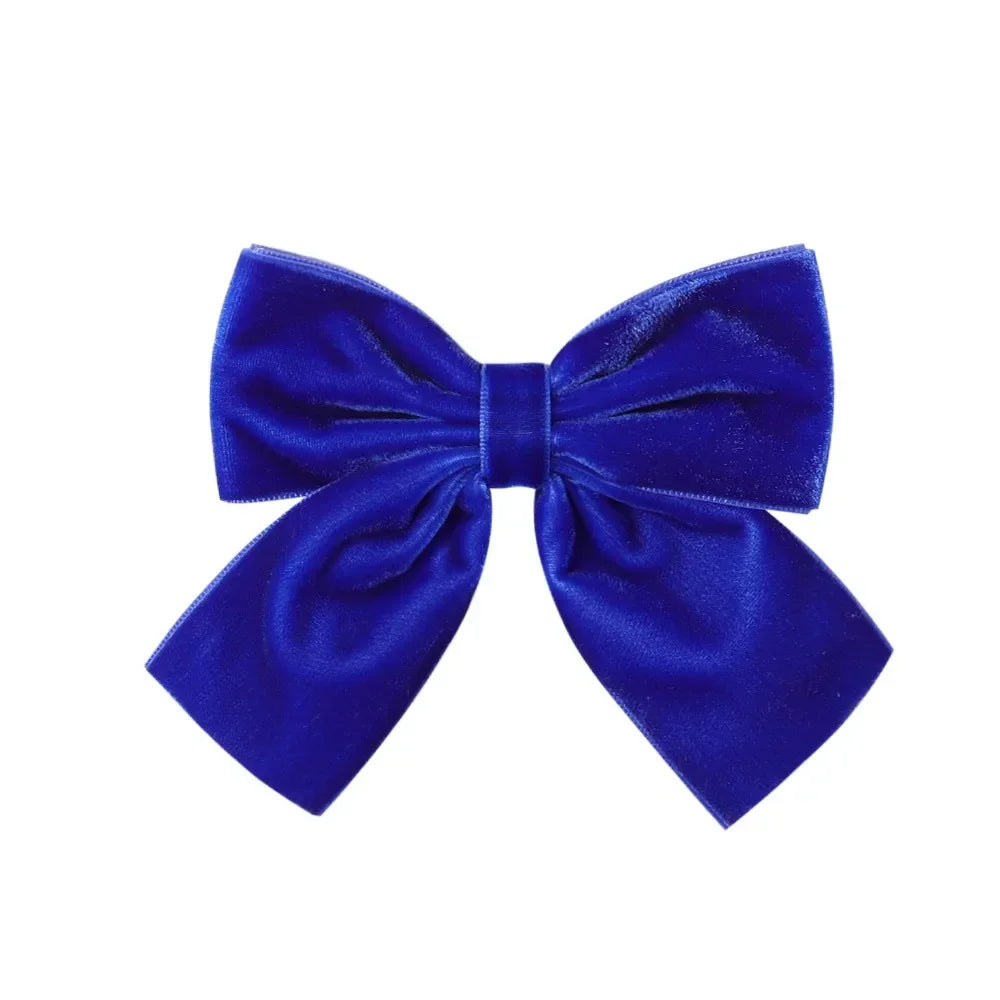 4.3-inch Velvet Bow Hair Clips for Girls – Handmade Barrettes in Black, White, Red, Pink, Blue, Yellow, Kids Hair Accessories