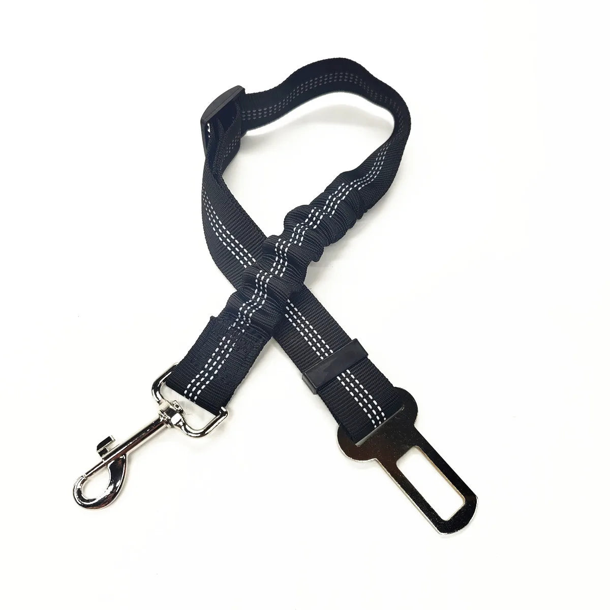 Adjustable Dog Car Seat Belt Harness – Nylon Reflective Elastic Safety Strap with Cushioning for Pet Travel