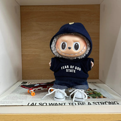 17cm Labubu I & II Idol Doll Hoodie Set – Cute Mini Plush Doll Clothes for Korea Kpop EXO Dolls, Accessories & Gifts