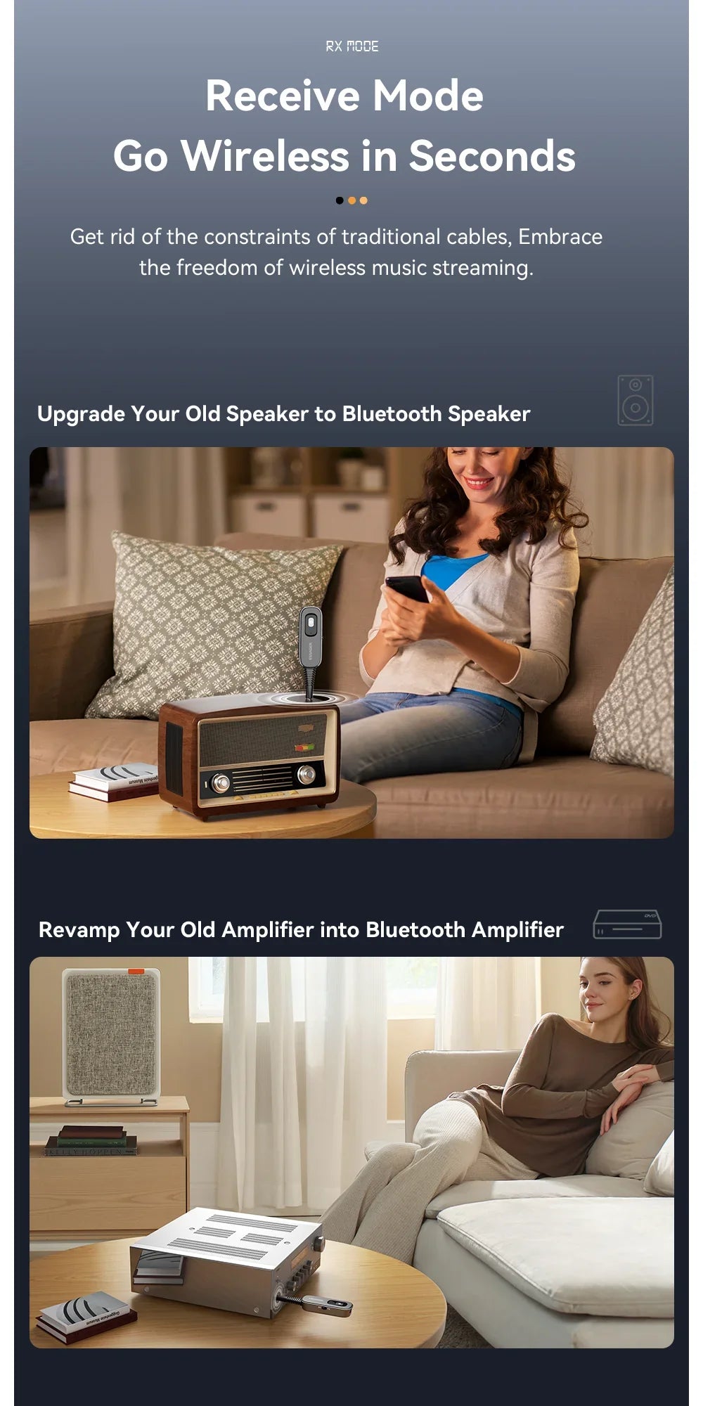 Essager 2 in 1 Bluetooth 5.1 Audio Receiver & Transmitter – Wireless 3.5mm AUX Stereo Adapter for Earphones, TV, & Car