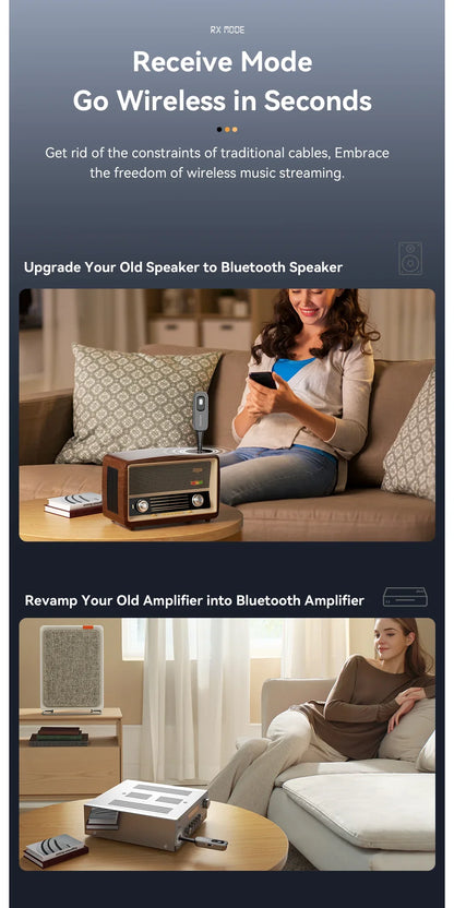 Essager 2 in 1 Bluetooth 5.1 Audio Receiver & Transmitter – Wireless 3.5mm AUX Stereo Adapter for Earphones, TV, & Car