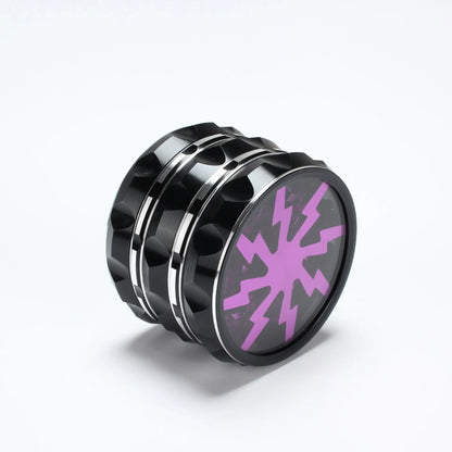63mm 4-Layer Herb Grinder — Aluminum Alloy Spice Cutter with Lightning-Shaped Transparent Design