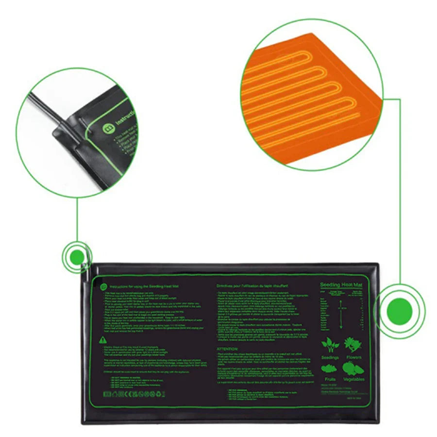 Upgraded Waterproof Seedling Heat Mat – 3 Sizes Heat Pad with 20℃-45℃ Digital Thermostat for Hydroponic Germination