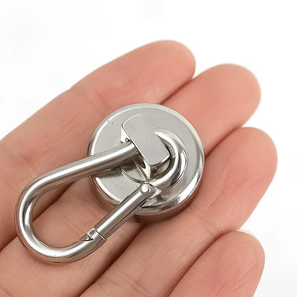 4/1pcs Strong Neodymium Magnetic Hooks — 360° Rotating Carabiner Keychain Ring for Home, Kitchen & Bathroom Hanging
