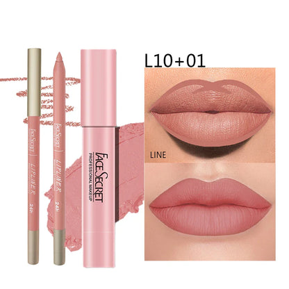 Matte Lipliner & Lipstick Set – Waterproof, Long-Lasting Soft Matte Lip Color for Women