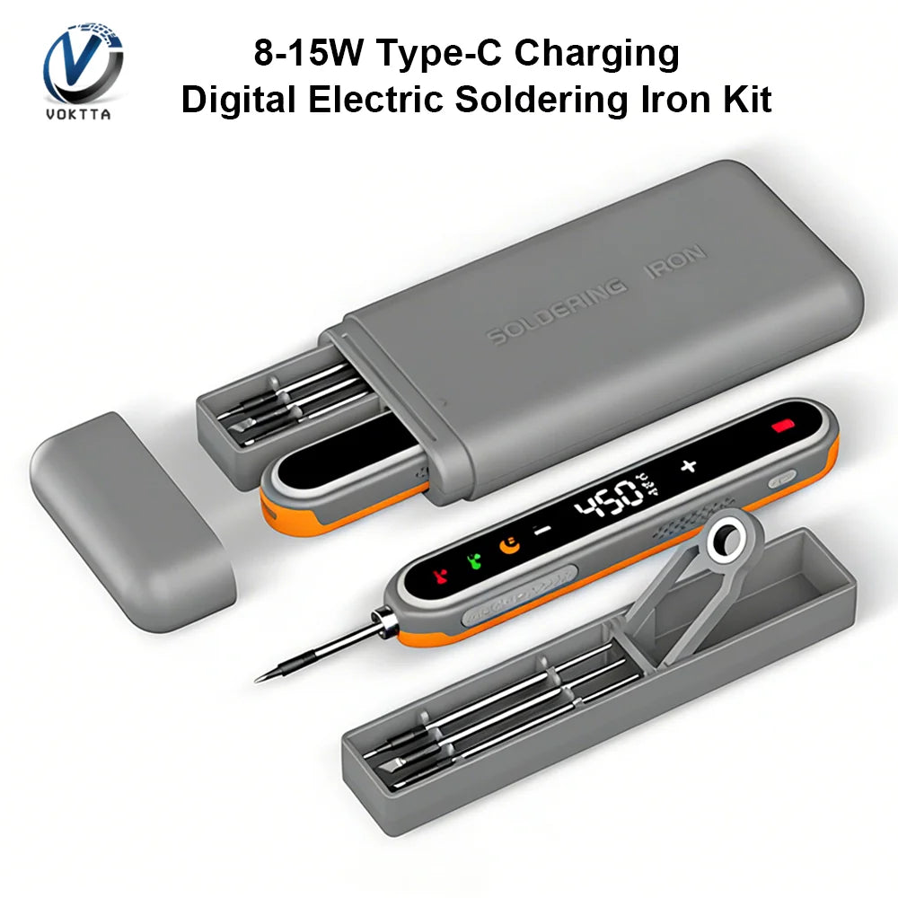 Portable Type-C Digital Soldering Iron Kit – 8-15W Fast Heating Adjustable Temperature Mini Repair Tool