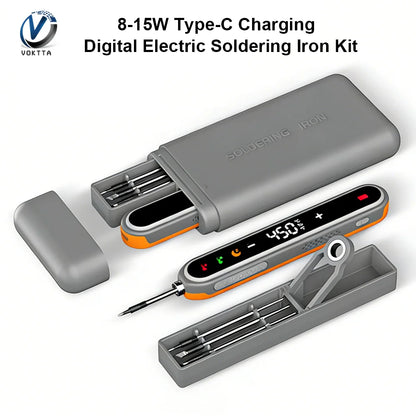 Portable Type-C Digital Soldering Iron Kit – 8-15W Fast Heating Adjustable Temperature Mini Repair Tool