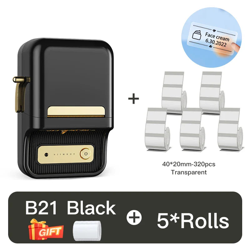 NIIMBOT B21 Portable Thermal Printer – 1500mAh Wireless Sticker Printer with Self-Adhesive Labels for Barcode, Clothing & Jewelry
