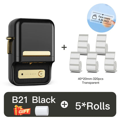 NIIMBOT B21 Portable Thermal Printer – 1500mAh Wireless Sticker Printer with Self-Adhesive Labels for Barcode, Clothing & Jewelry