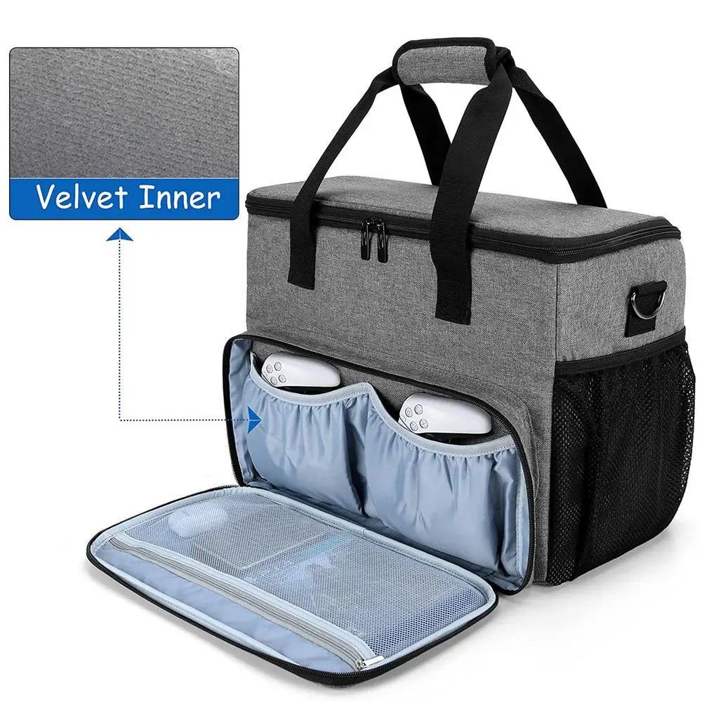 PS5 Controller Travel Bag — Hard Shell Game Console Carrying Case with Multiple Storage Pockets
