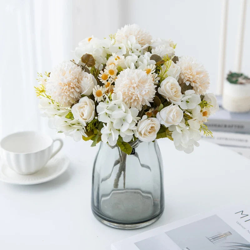 7-Piece Chamomile Faux Flower Arrangement — Flowerpot Ornament & Wedding Accessory