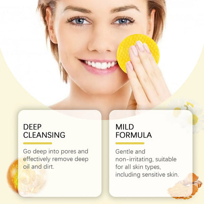 Turmeric & Kojic Acid Facial Cleansing Pads — Lemon Deep Cleanse, Brightening & Whitening Cotton Pads for Face Skincare