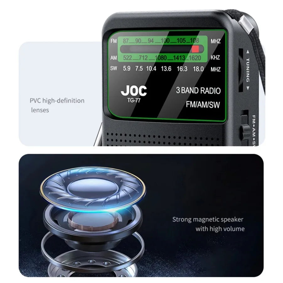 Portable AM/FM/SW Pocket Radio — Mini Receiver with Rechargeable Battery, Good Reception & Wired Earphone Support