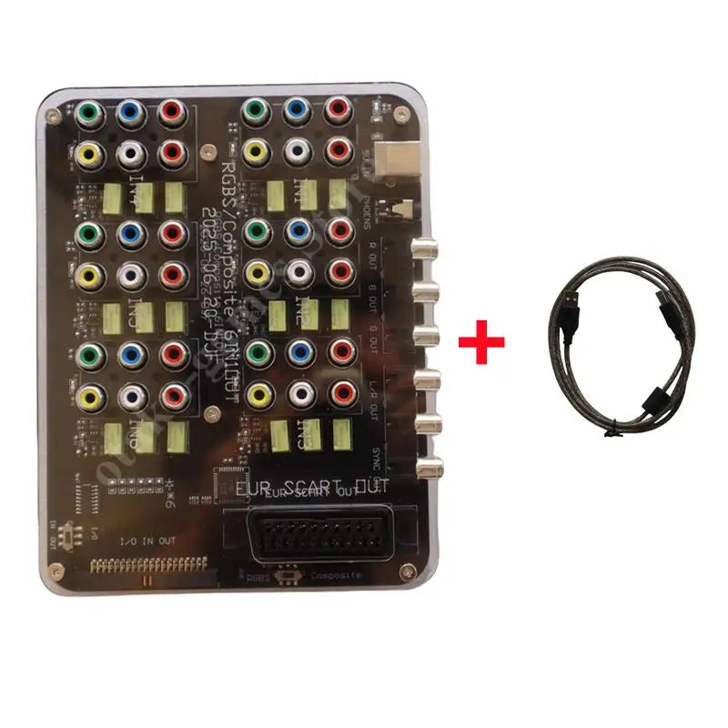 2025 6-in-1 RGBS Video Distributor Switcher – SCART Auto RGBS Converter Board for MD/PS/PS2/PS3/DC/SFC Retro Consoles