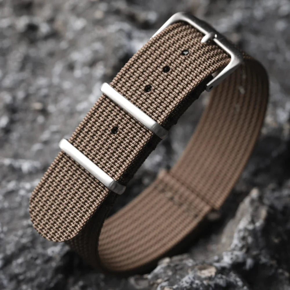 Ribbed Nylon Watch Strap - 18mm 20mm 22mm Military Style Replacement Watchband