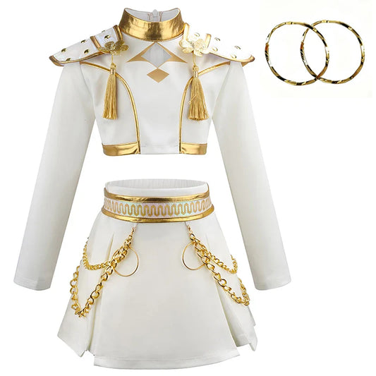 Kpop Demon Hunter Rumi Costume — Black Shiny Halloween Cosplay Outfit for Girls, Anime & Party Wear