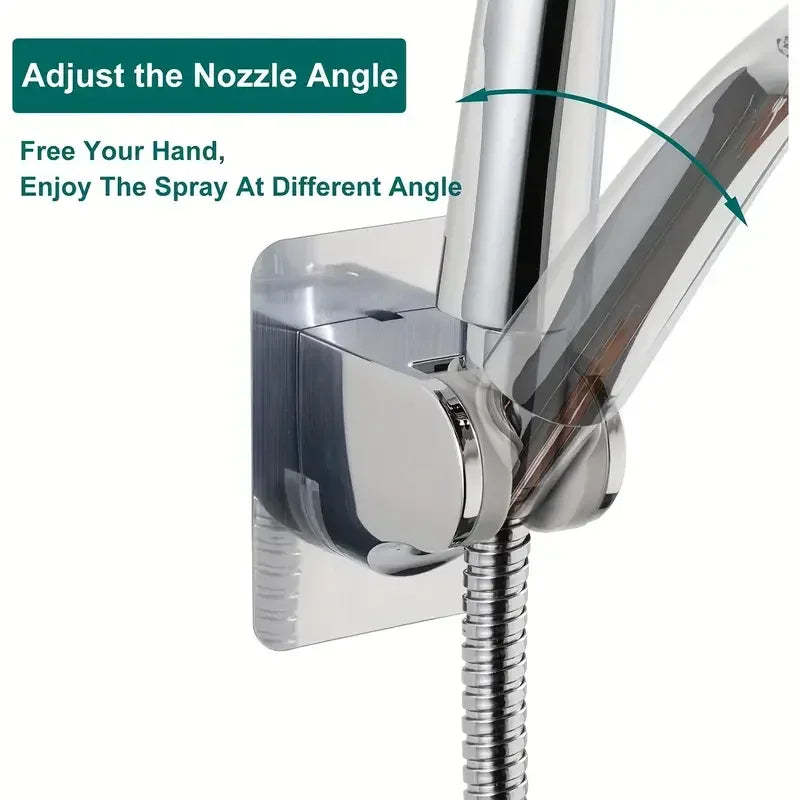 Universal Wall-Mounted No-Drill Showerhead Holder – Adjustable Self-Adhesive Bathroom Bracket