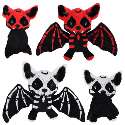 28cm Halloween Two-Tone Skeleton Bat Plush Toy – Cute Stuffed Animal Doll for Home Decor & Holiday Gift