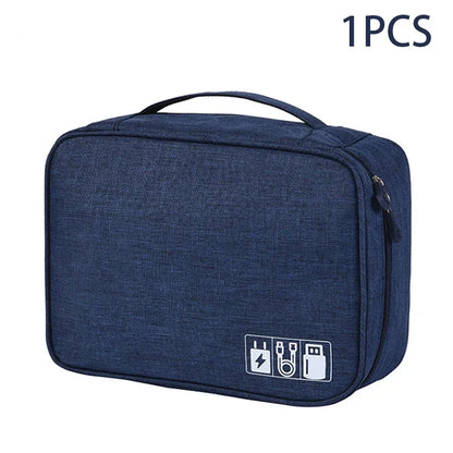 Portable Waterproof Travel Cable Storage Bag – Digital Organizer for USB Cables, Chargers & Plugs