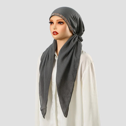 Ramadan Modal Hijab Scarf - Soft Diamond Accent Muslim Head Wrap for Women, Casual Ethnic Headscarf & Shawl