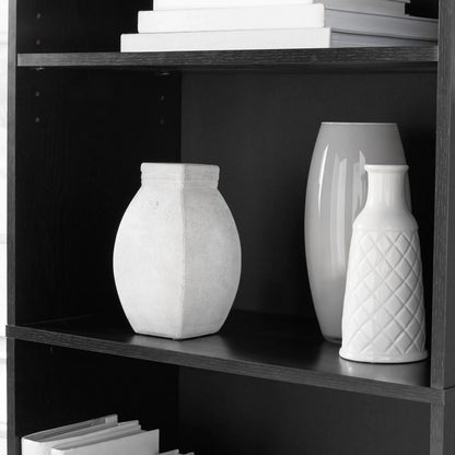 5-Shelf Adjustable Bookcase – True Black Oak Storage Shelf Unit