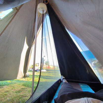 Camping Hot Tent with Chimney Window - Ultralight Tipi Teepee Pyramid, Double Layer Bushcraft Tent for 1 Person