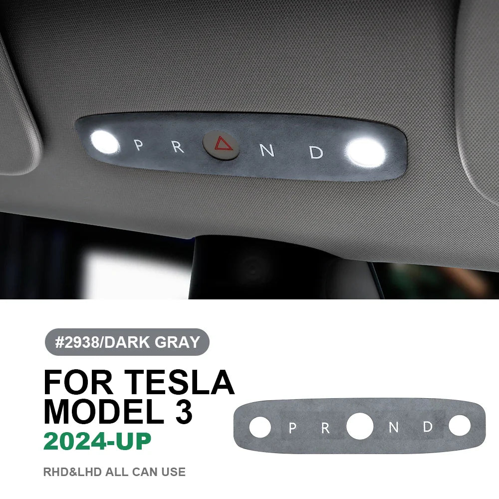 KUNGKIC Italian Top Suede Reading Light Frame Trim Stickers for Tesla Model 3 Highland 2024+ – Car Interior Decor Accessories