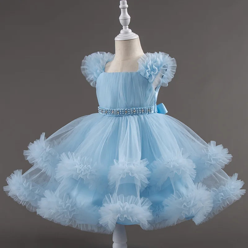Girls Lace Mesh Princess Dress - Sleeveless Summer Party Dress for Ages 1-7