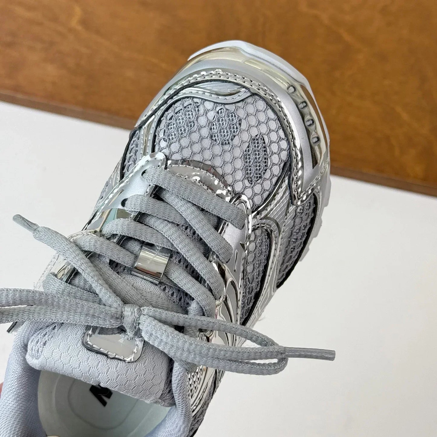 Kids Breathable Mesh Sneakers - Casual Metallic Rubber Walking & Sports Shoes for Boys & Girls