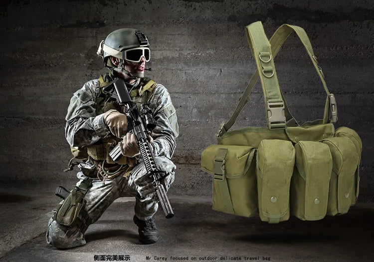 Tactical MOLLE Vest | Quick Release Hunting & CS Training Chest Vest with AK Belly Pockets